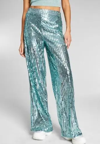 Jeannie Mai X INC Women's High Waist Sheer Sequined Pants Evening Pants 6