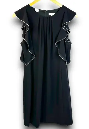 Shoshanna Kensington Sheath Dress Sleeveless Aline Beaded Trim Black Size 8