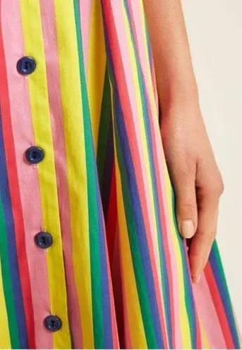 STAUD ππ Alice Tie-front Striped Stretch-Cotton Dress 4 NWT