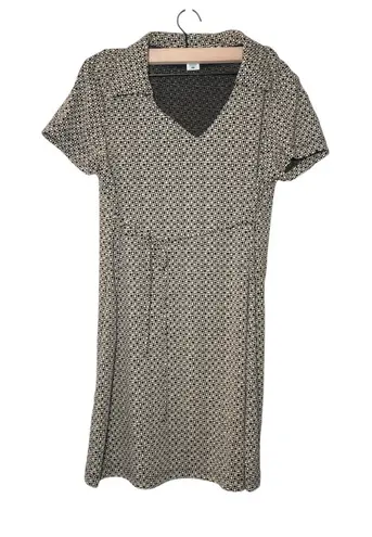 Motherhood Black and White Sheath Dress with Notched Collar