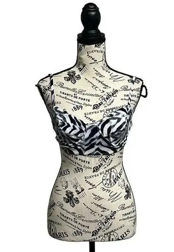 Norma Kamali X Underwire Bikini Top Blue White Chevron Strappy Outdoor Beach XXS