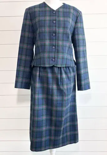 Pendleton Vintage Plaid Baird Tartan Pleated Wool Skirt Set Womens Size 8/10