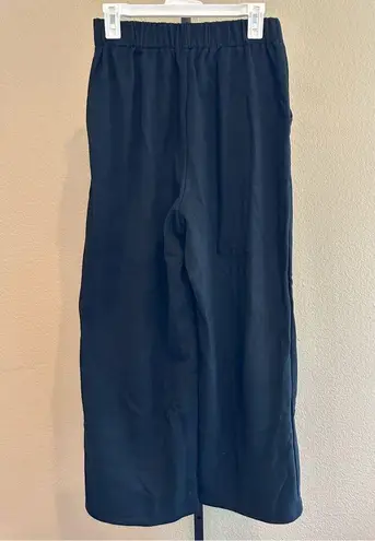 Halara Size M High Waisted Side Pocket Wide Leg Fleece Casual Pants in Black