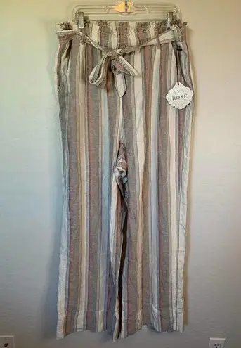 Knox Rose NEW!  | Taupe, Rust, and White Striped Casual Wide Leg Pants Size 1X