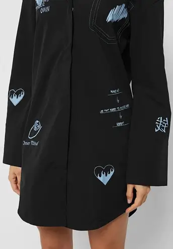 Maniere De Voir Black Blue Graffiti Shirt Dress