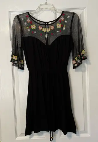 True Destiny black sheer embroidered dress S