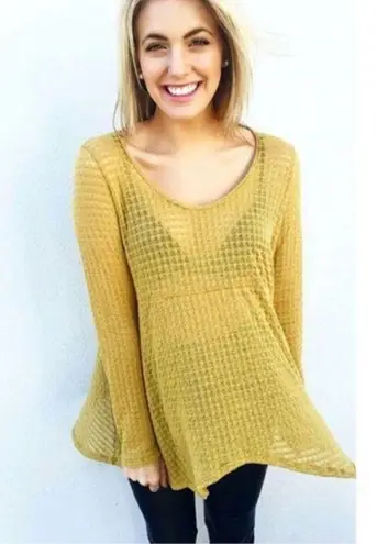 Honey Punch NEW Super Soft Lightweight Mustard Thermal Top - Image 3