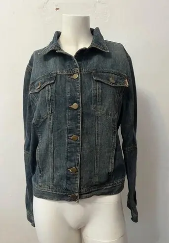 Moschino Vintage rustic side button sleeve cotton stretch denim Jacket, Size 12,
