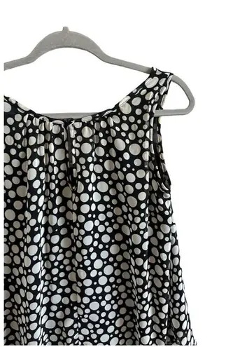 Chris & Carol  Polka Dot Sleeveless Blouse, Black & White, Size Small