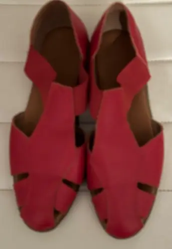 Aerosoles Aerosole Women's Red Leather Cutout Gladiator Flat Sandals Size 6.5M