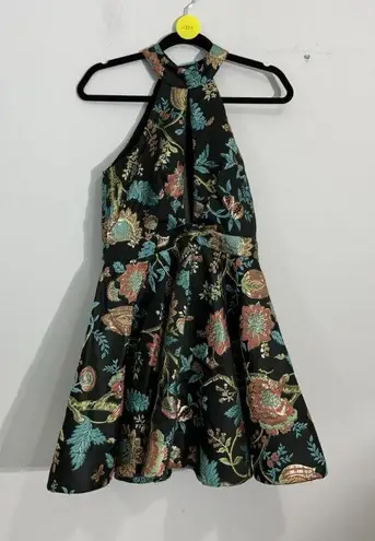 Womans Vava Voom M Black Multicolor Embroidered Floral Fit N Flare Mini Dress Size M