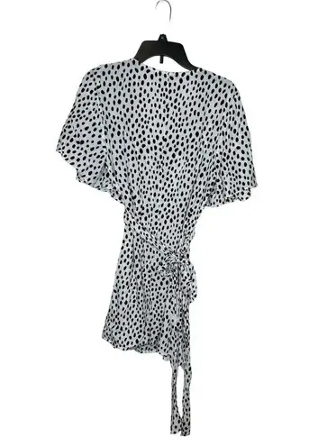 ZARA  Women's Dress Wrap Tie Polka Dot Animal Print V Neck Black/White Sz. Medium