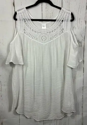 Catalina NWOT White Tunic Coverup Cold Shoulder Knitted Lace