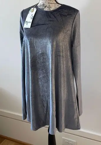 Show Me Your Mumu  Tyler Tunic Velour Gray metallic Swing Dress Small S New