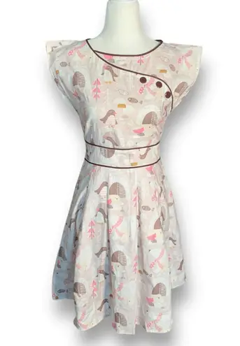 Retrolicious Penguin Polar Bear Igloo Print Fit And Flare Mini Dress Pink Small