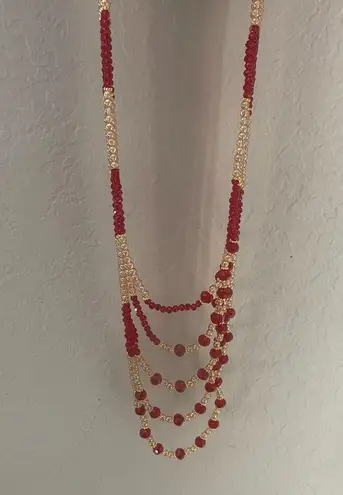 Indian Bollywood Style Gold Plated Wedding Fashion Bridal Jewelry Necklace Set Red