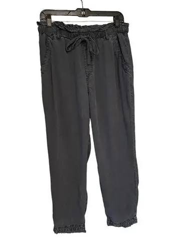 Bella Dahl Ruffle Drawstring Waistline Pull On Cropped Pant Frayed Hem, …