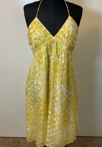Shoshanna 14. Yellow and White Floral Silk Midi Dress Size 12