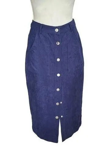 English Factory Corduroy Midi Skirt Button Front Waist 26 Shabby Chic Romantic