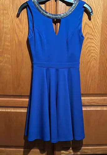 XOXO  Elegant Royal Blue cut out Sleeveless Beaded Dress size XS BNWT- never worn