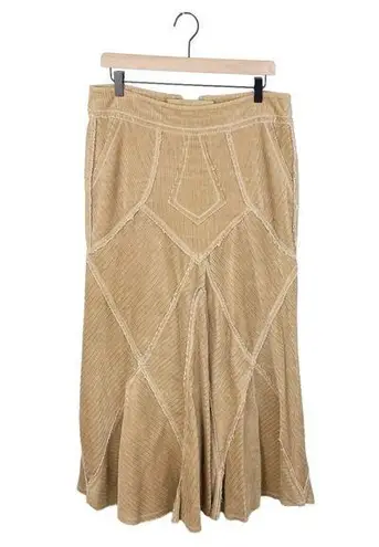 Cordelia Corduroy Patchwork Long Length Maxi Skirt Y2K Boho Hippie Size Medium Tan
