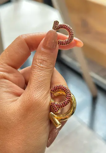 Salvatore Ferragamo NWOT Gold/pink gold-plated brass Gancini hoop earrings