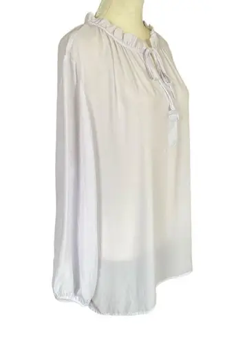 Counterparts women's size XL long sleeve white blouse ruffle neckline front tie
