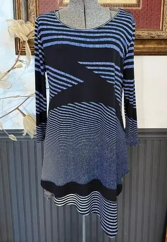 Clara Sun Woo Asymmetrical Artsy Print Slinky Top ~ Size Small 💚🍄 Black