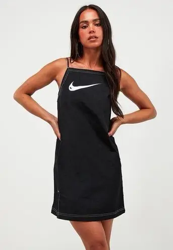 Nike  Sportswear Swoosh Womens Cami Woven Mini Dress Size Small Black Athletic