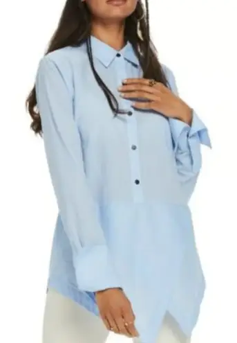 Scotch & Soda NWT Asymmetric Striped Button Down Blue Shirt Blouse Size S