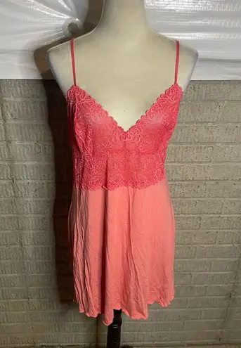 Vintage 90’s Gap Body Pink Lace Slip Dress Vneck Lingerie Sleepwear Size Large