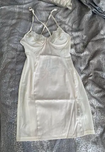 She's So Irresistible NEW Sexy Satin Cream Intimate Wear See Through Lingerie Dress Sz M Tan Size M