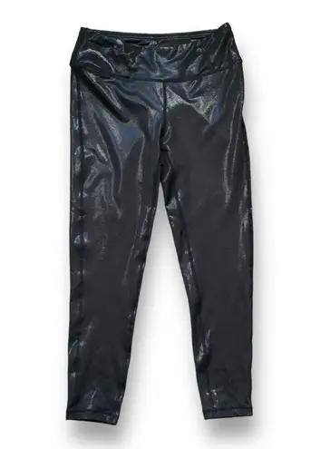 Pro Player Leggings Glossy Black Cropped Stretch Moisture Wicking Workout Small