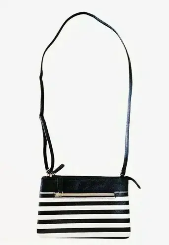 Stripped Black & White Crossbody Bag Black