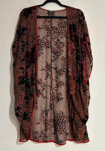 Citron Burnout Velvet Rose Spotted Sheer Kimono Silk Blend Witchy Whimsigoth Orange Size undefined