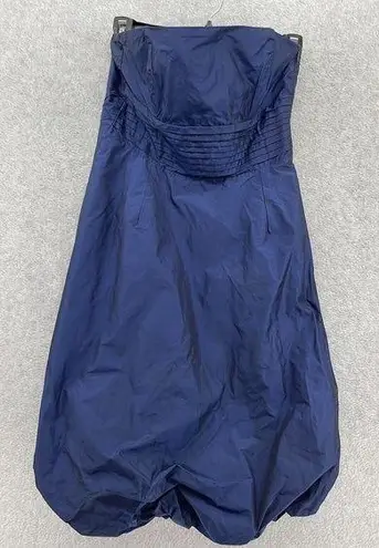 ZARA  Basic Women's Dark Blue Strapless Dress Bubble Hem Size Small Side Zip