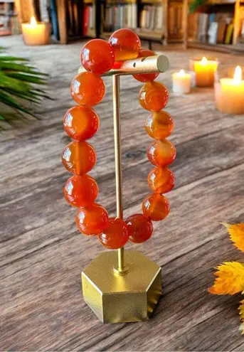 Gem Quality Fire Agate Stretch Bracelet – Glowing Autumn Hues Orange