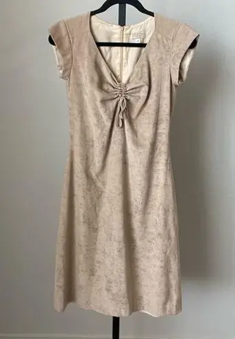 Phare Feminin Tan Front Tie Suede Midi Dress Size 4