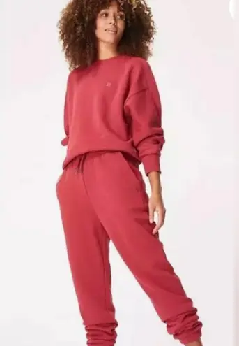 Sweaty Betty Essentials Crewneck Relaxed Fit Pullover Sweatshirt Red Size S