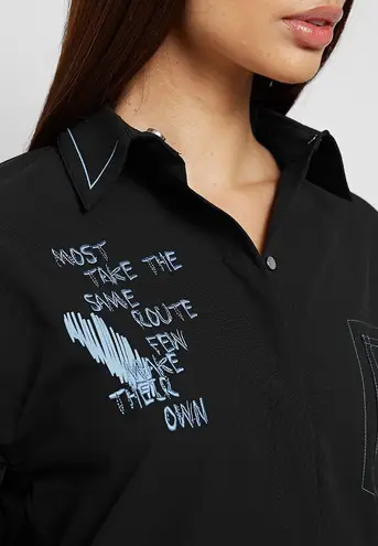 Maniere De Voir Black Blue Graffiti Shirt Dress