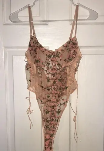 Soft Pink Sheer Garden Lingerie Sz L Size L