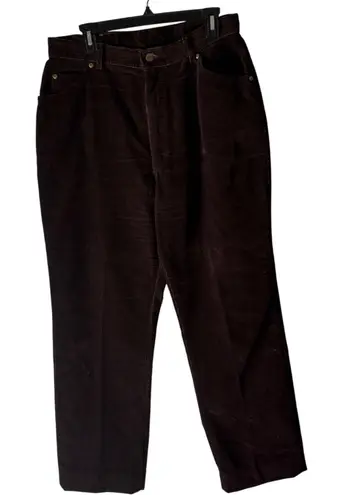 LL Bean Vintage Women Corduroy Pants Size 16 Brown Straight Leg Casual Trousers