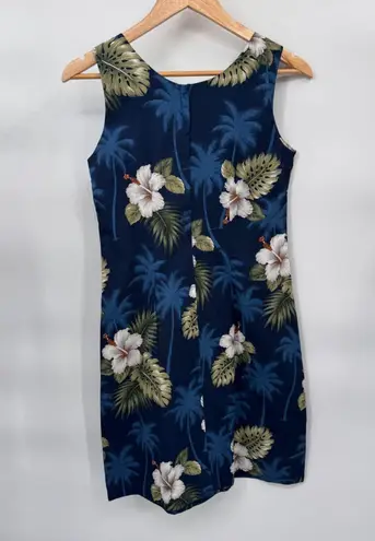 Vintage Pacific Legend Hawaiian Dress Womens Small Blue Cotton Hibiscus NEW