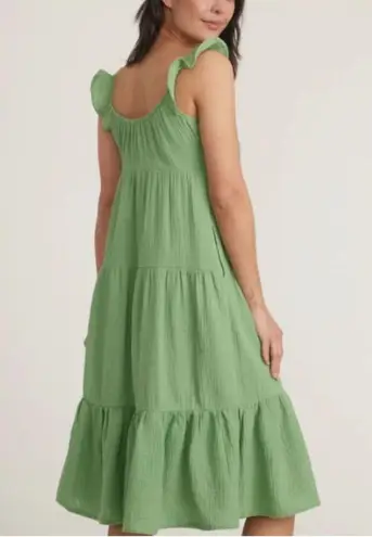 Marine layer Women's Size Large Jade Sheen Jude Flutter Sleeve Midi Dress NWT