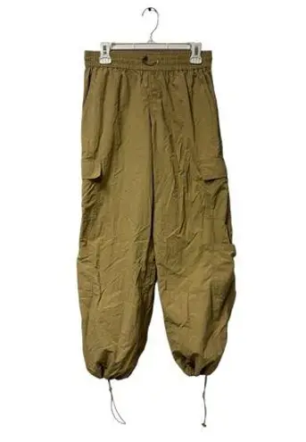 Full Tilt  100% Nylon Tan Cargo Pants High Waisted Adjustable Waist Packets Basic