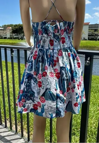 Hell Bunny Amor Eterno (Eternal Love) white,blue,red spaghetti strap dress Sz S