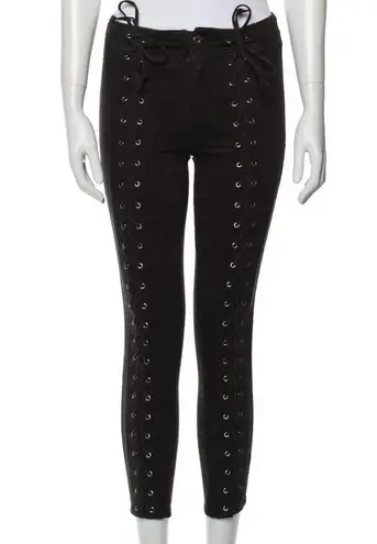 Pistola Black Lace Up Corset Skinny Cropped Ankle Jeans Size 25
