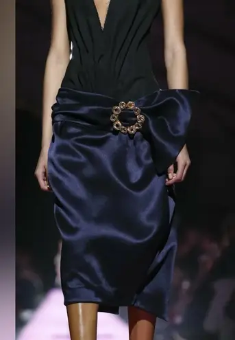 Jacquemus NWT Black & Navy Belted Drop Waist, Plunging Neckline Dress, Size 36