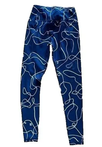 Sweaty Betty  Leggings Women's Size XS Super Soft 7/8‎ Yoga Blue Line Flow Print