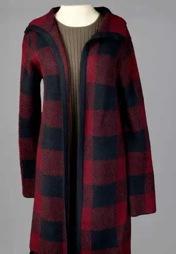 Charlie Paige Buffalo Check Duster with Fringe Red and Black Small